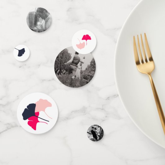 Bold Ginkgo laat aangepaste foto achter Confetti (Groep)