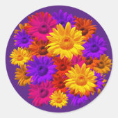 Bold Girly Hippie Flowers Cool Fun Girly Acht Ronde Sticker (Voorkant)