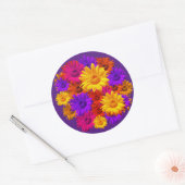 Bold Girly Hippie Flowers Cool Fun Girly Acht Ronde Sticker (Envelop)