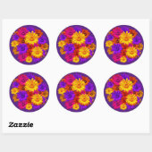 Bold Girly Hippie Flowers Cool Fun Girly Acht Ronde Sticker (Vel)