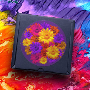 Bold Girly Hippie Flowers Cool Fun Girly Acht Ronde Sticker