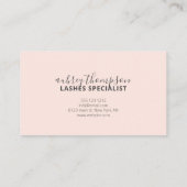 Bold Girly minimalistische kalligrafie wimpers roz Visitekaartje (Achterkant)