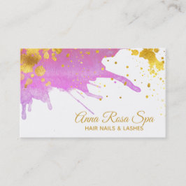 *~* Bold Glam Abstract Roze Waterverf Gold Luxe Visitekaartje
