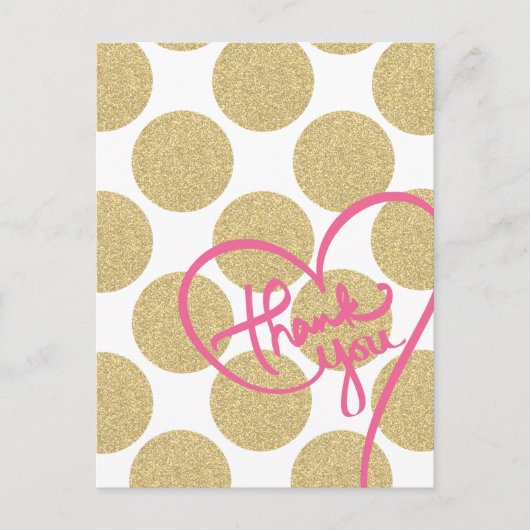 Bold Glitter Gouden stippen met Thank You Design Briefkaart (Voorkant)