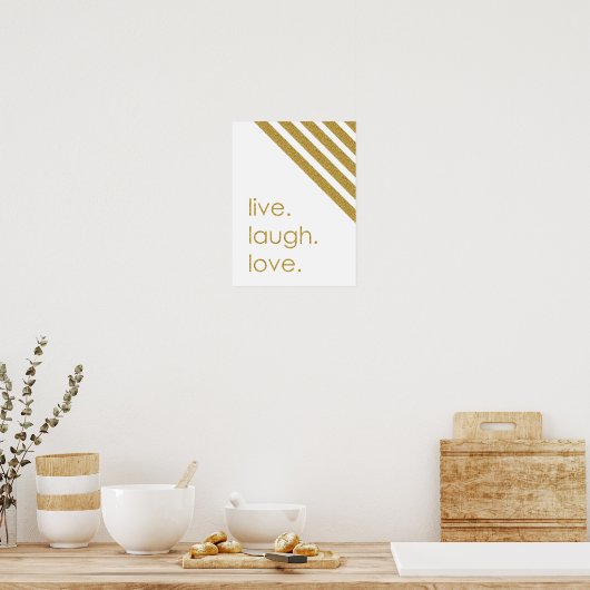 Bold Glitter "Live Laugh Love" Poster (Keuken)