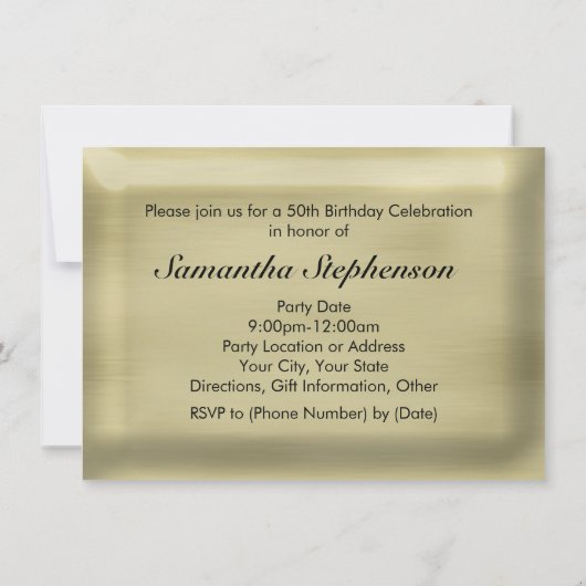 Bold Gold 50e foto Verjaardagsfeestuitnodiging Kaart (Achterkant)