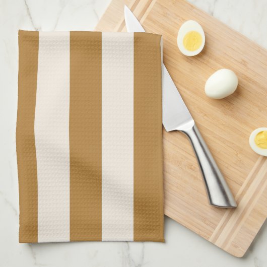 Bold Gold and Cream Stripe Theedoek (Quarter Fold)