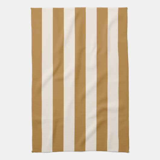Bold Gold and Cream Stripe Theedoek (Verticaal)