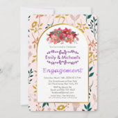 Bold Gold Bloemen Spring Blooms Engagement Party Kaart (Voorkant)