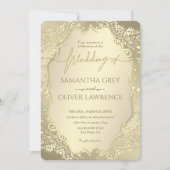 Bold Gold Damask Uitnodiging voor de bruiloft (Voorkant)