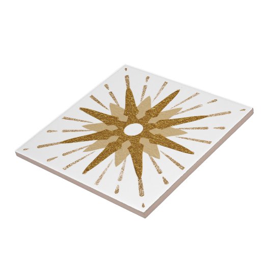 Bold Gold en White Starburst Tegeltje (Zijkant)