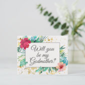 Bold Gold Floral Godmoeder proposal Kaart (Staand voorkant)