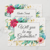 Bold Gold Floral Godmoeder proposal Kaart (Voorkant / Achterkant)