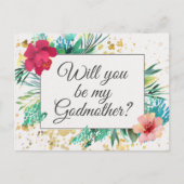Bold Gold Floral Godmoeder proposal Kaart (Voorkant)