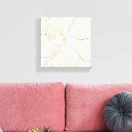 Bold Gold Floral Line Art Minimalist Macro Bloom Canvas Afdruk