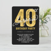 Bold Gold Foil Enterprise 40e verjaardag uitnodigi Kaart (Staand voorkant)