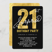 Bold Gold Foil Surprise 21e verjaardagsfeestje Uit Kaart (Voorkant / Achterkant)