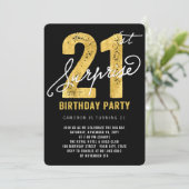 Bold Gold Foil Surprise 21e verjaardagsfeestje Uit Kaart (Staand voorkant)