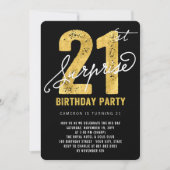 Bold Gold Foil Surprise 21e verjaardagsfeestje Uit Kaart (Voorkant)