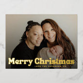Bold Gold Fun Merry kerst Harart Foto Folie Feestdagen Briefkaart (Voorkant)