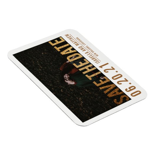 Bold Gold Glitter Save The Date | Aangepaste foto Magneet (Rechterzijde)