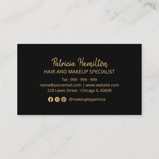 Bold Gold Makeup Artist Hair Salon 5 Loyalty-kaart Visitekaartje (Achterkant)