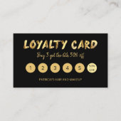 Bold Gold Makeup Artist Hair Salon 5 Loyalty-kaart Visitekaartje (Voorkant)