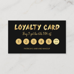 Bold Gold Makeup Artist Hair Salon 5 Loyalty-kaart Visitekaartje