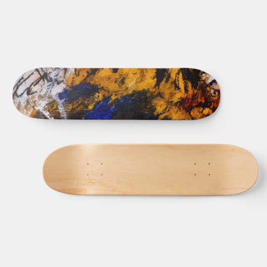 Bold Gold Navy Grunge Abstract Skateboard (Horizontaal)