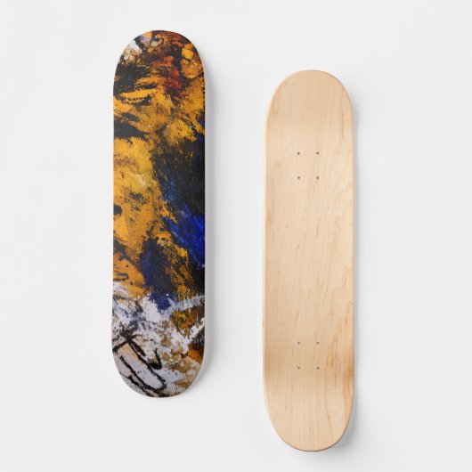 Bold Gold Navy Grunge Abstract Skateboard (Voorkant)