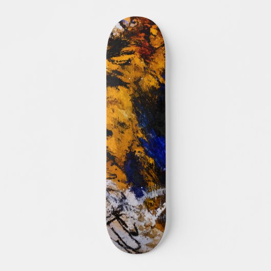 Bold Gold Navy Grunge Abstract Skateboard (Voorkant)