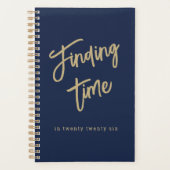 Bold Gold Script Typography Navy Blue & Gold Planner (Voorkant)