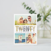 Bold Gold Typografie 2025 Nieuwjaar 3 Fotocollage Feestdagenkaart (Staand voorkant)