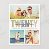 Bold Gold Typografie 2025 Nieuwjaar 3 Fotocollage Feestdagenkaart (Voorkant)