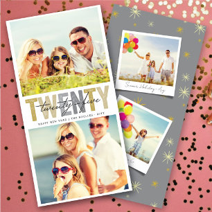 Bold Gold Typography 2025 Nieuwjaar 2 Fotocollage Feestdagenkaart