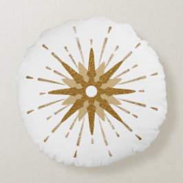 Bold Gold & White Starburst Round Pillow Rond Kussen
