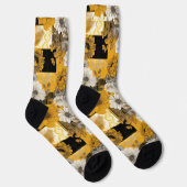 Bold Golden Floral Sokken – Custom Artistic Design (Rechts)