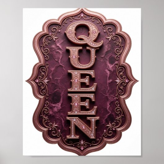 Bold Goud QUEEN Maatwerk Design Poster (Voorkant)