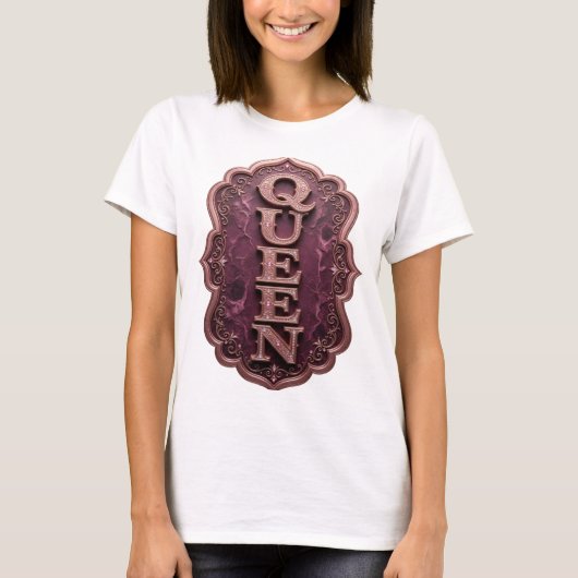 Bold Goud QUEEN Maatwerk Design T-shirt (Voorkant)