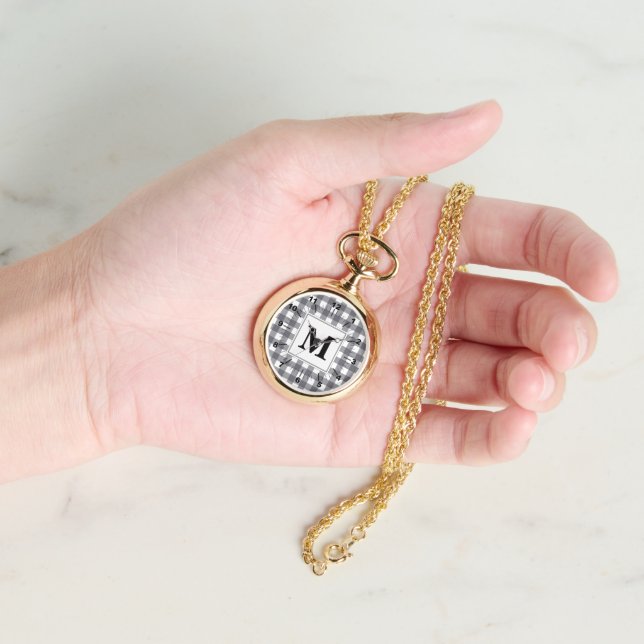 BOLD! 🖤 Gouden halsketting horloge geruit Initiaa (Hand)