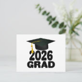 Bold Grad Cap Class of 2026 Graduation Briefkaart (Staand voorkant)