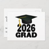 Bold Grad Cap Class of 2026 Graduation Briefkaart (Voorkant / Achterkant)