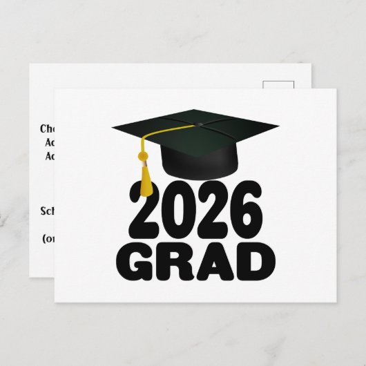 Bold Grad Cap Class of 2026 Graduation Briefkaart (Voorkant / Achterkant)