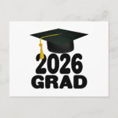 Bold Grad Cap Class of 2026 Graduation Briefkaart (Voorkant)