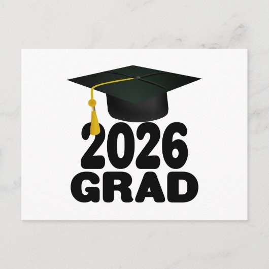 Bold Grad Cap Class of 2026 Graduation Briefkaart (Voorkant)