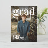 Bold Grad PhotoPop Graduation Announcement Aankondiging (Staand voorkant)