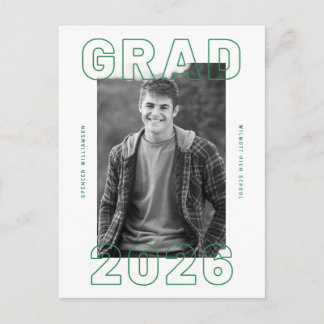 Bold Graduation Photo Card | Announcement Postcard Briefkaart