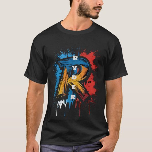 Bold Graffiti Monogram 'R' Urban T-shirt (Voorkant)