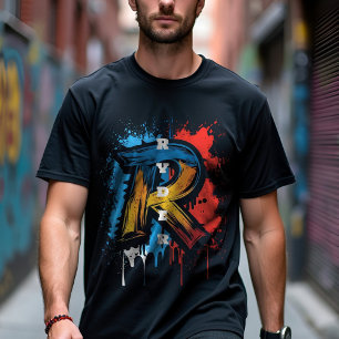Bold Graffiti Monogram 'R' Urban T-shirt