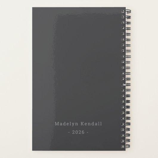 Bold Gray Script Typography Personalized Planner (Achterkant)